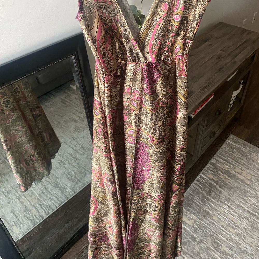 Maxi satin paisley floral dress size S/M new with tags